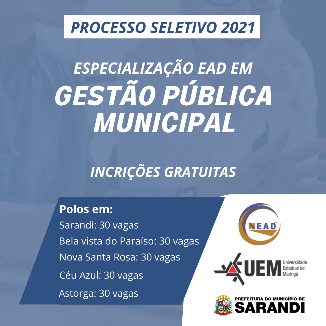Especialização EAD em Gestão Pública Municipal - Processo Seletivo 2021